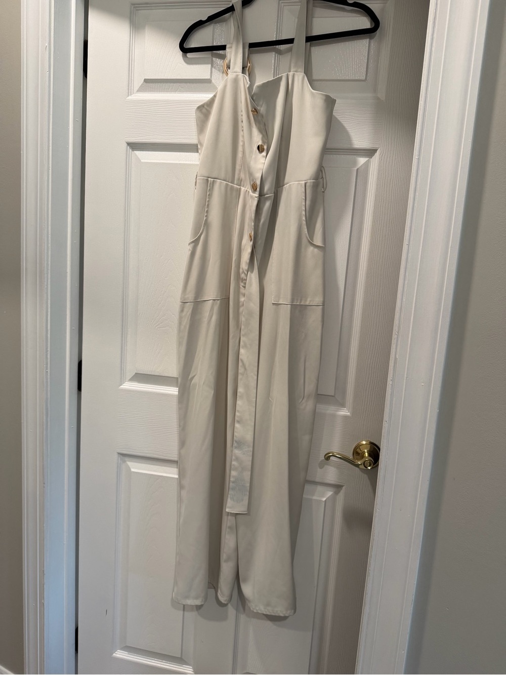 Zara Cream Button-Front Jumpsuit